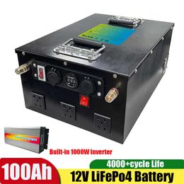 Power Bank Station 12V 100Ah Lifepo4 Battery Pack 12V 500W Rated 1000W Peak Inverter Rechargeable Batteria For Outdoor Camping