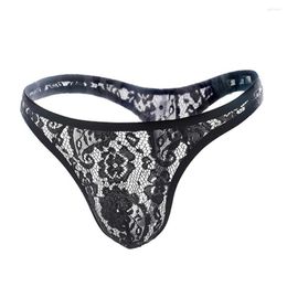 Underpants Men's Underwear Sexy Male Brief Soft Sheer Lace Briefs Sissy Pouch Low Waist See Through Panties Floral Pattern