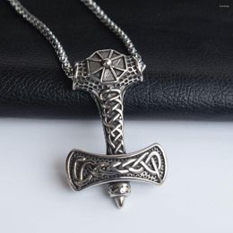 Chains 10pcs Stainless Steel Vikingthor Hammer Cross Necklace