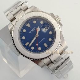 Armbanduhren 40mm Masculino Luminous Automatic Top Marque Armband Montre Sport Relogio Luxe Hommes Datum Horloge Montres Blau