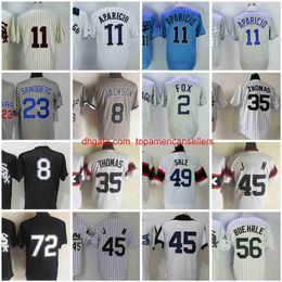 Custom Baseball Jerseys Vintage 11 Luis Aparicio 1959 1976 2 Nellie Fox 1960 8 Grey Pullover 23 Robin Ventura 35 Frank T