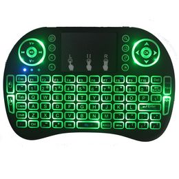 i8 Wireless Mini Keyboard Recharged Lithium 2.4G Air Mouse Remote Control English French Language Touchpad Backlight Backlit for Smart Android TV Box Tablet Pc