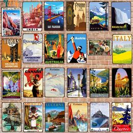 World Famous City Retro art painting Vintage Metal Sign Plates For Wall Bar Pub Art Kitchen Coffee Shabby Home personalized retro tin signs Decor Size 30X20 w02