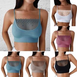 Camisoles & Tanks Sexy Push Up Underwear Crop Women Tops Sleeveless Fashion Solid Color Lace Bra Hollow Lingerie