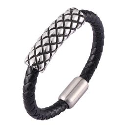 Charm Bracelets Titanium Steel Magnetic Buckle Leather Bracelet Braided Rope Stainless Casting String