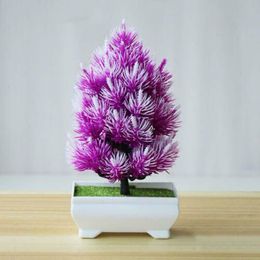 Decorative Flowers Artificial Plant Plastic Pine Bonsai Tree Pot Home Room Decoration Long Lasting