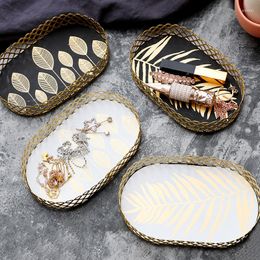 Plates 1Pc Creative Iron Jewellery Plate Makeup Storage Tray Desktop Sundries Finishing Box Household Cake Display Dish