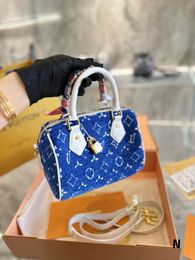 3A Quality Fashion Deep Blue canvas Shoulder Bags Handbags Metal Chain Crossbody Bag wallet Handbag Bag Wallets Women Flip Cover Messenger Baga