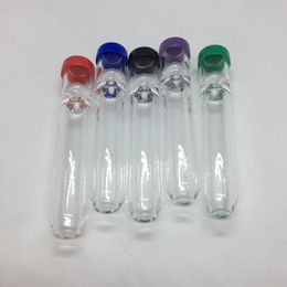 Colourful Plastic Cover Pyrex Thick Glass Smoking Tube Catcher Taster Bat One Hitter Portable Dry Herb Tobacco Preroll Cigarette Holder Philtre Dugout Pipes DHL