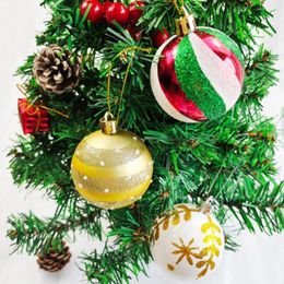 Party Decoration 6pcs/lot 6cm Christmas Ball Ornaments Colourful Snowflake Stripe Year 2023 Gifts Diy Ornament For Home