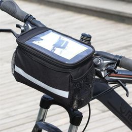 WaterprooF Road Bike Handlebar Bag Cycling Front Basket Pannier Frame Waterproof Bicycle Bags With Broader Reflective Strap1307e