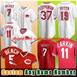 stitch 19 Joey Votto Eugenio Suarez Baseball Jerseys Custom 5 Johnny Bench 30 Ken Griffey Jr 11 Barry Larkin Hunter Greene Jonathan India Matt Reynolds Mike Minor