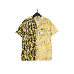 Button Shirt Mens 22ss Designer Up Shirts Print Bowling Shirt Hawaii Floral Casual Men Slim Fit Short Sleeve Dress Hawaiian T-shirtd3jk