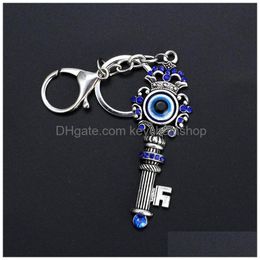 Key Rings Newunique Blue Crystal Ring Jewelry Good Quality Turkey Evil Eye Alloy Keychain Charm Kids Gifts 1253 B3 Drop Delivery Dhejw