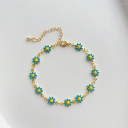 Charm Bracelets KKBEAD Flower Daisy Bracelet Jewellery For Women Jewellery Simple Link Chain Girl Friend Pulseras Mujer Moda 2023