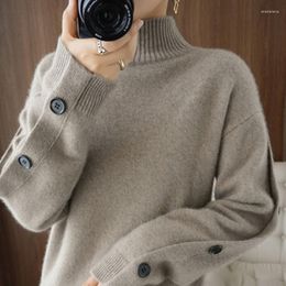 Women's Sweaters 2023 Autumn Winter Cashmere Sweater Women Turtleneck Solid Colour Korean Loose Pullover Thick Wool Knitted 6418