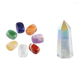 Jewellery Pouches TUMBEELLUWA Healing Crystal Kit 7 Chakra Stones Tumbled & Faceted Prism Wand Point Meditation Set