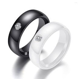 Wedding Rings Fashion Men Women Black White Colourful Ring Ceramic For With Big Crystal Band Width 6mm Size 6-10 Gift