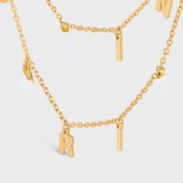 All-match Double-Layer Letter Necklace Ins Tassel Clavicle Chain T-shirt Accessories