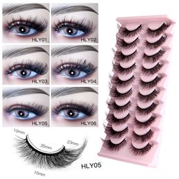 10 Pairs Strip Eyelashes Extensions Supply Fluffy Volume False Eyelash 8D DD Curl Dramatic Messy Faux Natural Thick Pink Box Wholesale Make Up Mink Fake Las