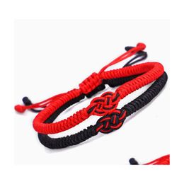 Link Chain Rope Bracelets And Couples Hand Braided Double Money Knot Red Bracelet Men Women Concentric Drop Delivery Jewellery Dh8Pk