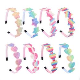 Girls Glitter Hair Bands Cute Colours Hair Hoop Hairbands Lovely Bow Stars Headbands For Kids Gifts Hair Accessories A75
