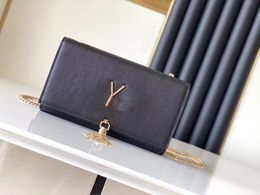 Designer Shoulder Bags Caviar Genuine Leather Tassel Bag With Chain Black Envelope Ladies Fashion Handbag Wallets Clutch Purses