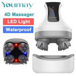 Head Massager Youmay 4D Electric Head Massager Wireless Scalp Massage IPX7 Waterproof Promote Hair Growth Body Deep Tissue Kneading Massage 230211