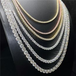 Iced Out Tennis Chains 5mm Luxury Single Row Rose Gold Silver Women Men Necklaces Fashion Diamond Rhinestone Bling Hip Hop Jewelry Bracelet Gifts for Birthday Party