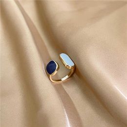 Band Rings French Retro Romantic Colour Matching Drop Glaze Gold Open Rings For Woman 2022 Korean Fashion Jewellery Party Girls' Luxury Ring G230213