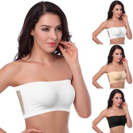 Yoga Outfit Womens Non Padded Bandeau Bra Wire Strapless Convertible Bralettes Basic Layer Top 70s Clothes Women Gym Exercise Fitness