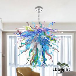 Novelty Lighting Lamps Multicolor Flush Mounted Mouth Blown Glass Chandelier Light Borosilicate Murano Style Glass Chandeliers Hanging Fixture for Decor LR979