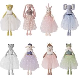 38CM Princess Dress Animals Dolls Super Cute Stuffed Girls Plush Toys Pink Bunny Kitty Elephant Frog Deer Penda 10 Styles Children Gift Toy