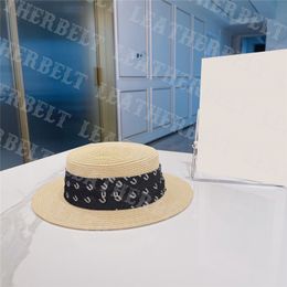 Summer Beach Hats Womens Vacation Sunscreen Hat Letter Print Flat Straw Bucket Cap Fashion Visor Hat