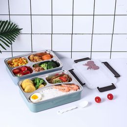 Dinnerware Sets Stainless Steel Student Lunch Box Portable Grid Leakproof Bento Adults Child Miss Safe Containers Office School Outdoor