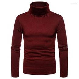 Men's T Shirts Men's Turtleneck Sweater Elastic Thin Long Sleeved T-shirt Solid Colour 2023 Autumn Winter Warm