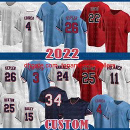 Custom Baseball Jerseys 26 Max Kepler Jersey Gary Sanchez Miguel Sano Carlos Correa Harmon Killebrew Francis Pe