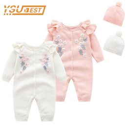 Jumpsuits Ysu Kids Spring Autumn Girl Embroidery Rompers Hat Baby born Clothes 230213