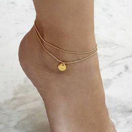 Anklets Geometric Ankle Small Circle For Women Foot Anklet Bracet Summer Beach Barefoot Sandals Bracelet On The Leg Female