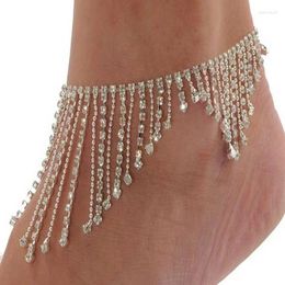 Anklets 2023 Summer Girl Footwear Shiny Beach High-heeled Shoes Sandals Accessories Fringe Footchain