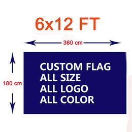 Bandeiras personalizadas 6x12ft 180x360cm grande grande bandeira personalizada impress￣o de poli￩ster enorme bandeira gigante manufatura de f￡brica com PR308R barato