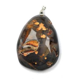 Charms Natural Stone Agates Pendants For Jewellery Making Diy Necklaces Accessories Size 40X60Mm Drop Delivery 202 Dhst7