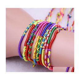 Link Chain Wholesale Women Men Diy Charm Rope Bracelet Random Colour Jewellery Lots Braid Strands Friendship Cord Handmade Gift Drop D Dhsru