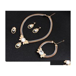 Bracelet Earrings Necklace Bridesmaid Jewellery Set Wedding Bracelet Sets African Like Dubai 18K Gold Drop Delivery Dhvow