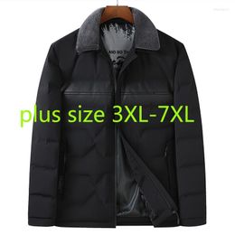 Men's Down Arrival Mens Fur Collar Fashion Suepr Large Winter Men Casual Jacket Short White Duck Thick Plus Size 3XL-6XL7XL