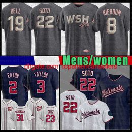 Custom Baseball Jerseys 22 Juan Soto Nelson Cruz Jersey Josh Bell Keibert Ruiz Lane Thomas Cesar Hernandez Carter Kieb