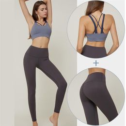 Women's Two Piece Pants Sports Bra Yoga Clothing Suit Nude Feeling Beautiful Back Fitness And Running Two-piece SuitWomen's