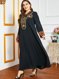 Ethnic Clothing Islam Modest Black Embroideried Dubai Abayas For Women
