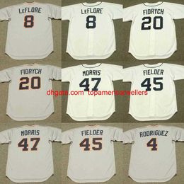 Custom Baseball Jerseys baseball 4 AURELIO RODRIGUEZ 7 TOM VERYZER 8 RON LeFLORE 20 MARK FIDRYCH 45 CECIL FIELDER 47 ACK MORRIS B