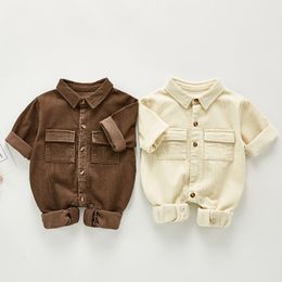 Jumpsuits born Boys Girls Corduroy Clothes Spring Autumn Baby Rompers Long Sleeve Children 03Yrs 230213